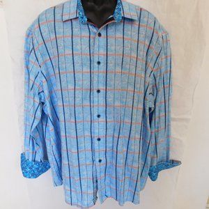 ROBERT GRAHAM STRIPES BUTTON DOWN SHIRT 2XL